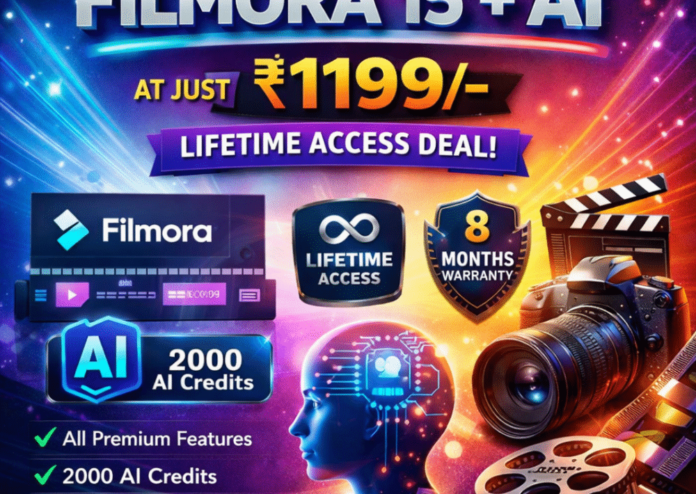 Get Wondershare Filmora 15 + AI at Just ₹1199 – Lifetime Access Deal